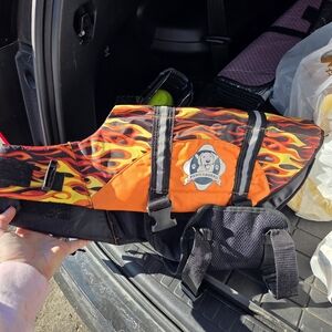 Paws Aboard Orange Flame Dog Life Jacket